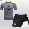 Anime Berserk Guts Anime Cross-border Masculino Shorts de camada dupla Terno de manga curta Ginásio Sportswear