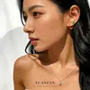 Collar Colgante Cuadrado con Forma de Diamante de Cuerda Retorcida Dorada de Plata de Ley S925 Yuanfan para Mujer, Conjunto de Joyería de Corazón Versátil de Alta Gama