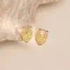 Pendientes Sólidos Rellenos de Aceite de Acero Inoxidable Martillado Irregular Geométrico Más Vendidos Transfronterizos, Pendientes Simples y Versátiles, Chapados en Oro de 18K
