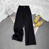 Calça Jeans Preta de Cintura Alta para Mulheres, Estilo Inverno, Solta Estilo Coreano, Tamanho Plus Size, Emagrecedora, Estudante Perna Reta Perna Larga Comprimento Total Tendência