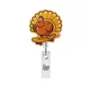 Nuevo Titular de Insignia Retráctil de Pavo de Dibujos Animados para Acción de Gracias Acrílico Brillante Carrete para Tarjeta de Identificación de Personal Médico Clip de Insignia de Regalo