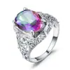 Zhen Rong deseo más vendido joyería transfronteriza anillo de circón redondo colorido anillo de joyería retro de comercio exterior europeo y americano mujeres
