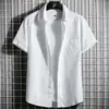 Camisa de manga curta masculina verão novo estilo coreano casual top masculino meia manga oxford spinning camisa branca na moda