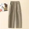 Pantalones de Mujer Estilo Ropa de Trabajo Caqui 2026 Primavera/Verano Nuevos Delgados Casuales Bolsillos Múltiples Pantalones de Senderismo Pierna Ancha