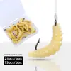 Set de señuelos suaves para pesca de gusanos Cebo de Grub Biónico Realista con Anzuelo para Múltiples Peces de Agua Dulce Caucho Duradero Lago Río 10/30 Piezas