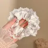 Pañuelo Cuadrado con Lunares Crema y Lazo, Goma para el Cabello para Mujer, Cuerda para el Cabello Versátil Estilo Bosque de Alta Gama, Banda de Goma Duradera, Diadema de Intestino Grueso