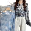 Ropa de Protección Solar de Malla Verano Nuevo Comercio Exterior Casual Casual Estampado Jersey Manga Larga Camiseta Top para Mujer Perspectiva