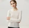 Suéter de alta qualidade, corte slim, 100% lã pura, com gola redonda, projetado para mulheres, perfeito como camada base para outono e inverno, em cor sólida