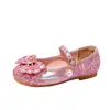 Nuevos Zapatos de Princesa de Cristal para Niñas Lentejuelas Lazo Pedrería Suela Suave Planos Zapatos Infantiles para Piano Escenario