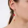TikTok Live Elegantes Aretes Azules Rojos de Cristal con Borla Larga de Pavo Real Fénix Aretes al por Mayor para el Cabello