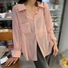 Leve respirável verão fino solto slim gola polo manga longa proteção solar feminina camisa fabricantes novo atacado