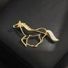 Broche de Caballo Chapado en Oro Estilo Chino, Pin de Animal del Zodíaco Simple y Versátil, Mismo Estilo para Hombres y Mujeres, Anti-Exposición