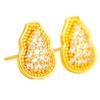 Puzuo Tienda de Oro Mismo Estilo Sha Jin Nudo Ruyi Aretes de Calabaza Diamante Completo Temperamento Femenino Aretes Sencillos Regalo para Novia