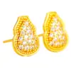 Puzuo Tienda de Oro Mismo Estilo Sha Jin Nudo Ruyi Aretes de Calabaza Diamante Completo Temperamento Femenino Aretes Sencillos Regalo para Novia