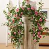 Guirnalda de Rosas Artificiales Flor Falsa Decoración de Conducto de Aire Acondicionado Cubierta de Enredadera Planta de Enredadera de Plástico Paisajismo Techo Pared