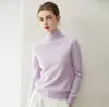 Nuevo suéter de punto sin costuras de 12 puntos 100% cachemir para otoño e invierno para mujer, camisa base de punto holgado de cuello alto