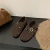Novo Estilo de Inverno Birkenstock de Veludo com Solado Macio para Mulheres, Birkenstock Preguiçoso com Solado Plano, Sapatos Retro Feijão, Sapatos Quentes de Algodão
