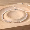 Pulsera tejida a mano de ángulo de corte 2x3 color plata Ajustable Pulsera de cuentas de plata rota Moda para mujer Joyería exquisita