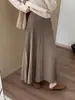 Saia plissada justa elegante de cintura alta em cashmere Dai Jiawen, estilo coreano, versátil, casual, blusa de base de malha para mulheres