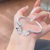 Pulseira de Prata 9999 com Pé de Borboleta, Sino da Sorte Abóbora, Pulseira de Nicho de Alta Qualidade para Presente de Aniversário da Namorada
