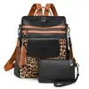 Compras Globais Transfronteiriças Nova Moda Estampa de Leopardo Mochila Feminina Mochila de Grande Capacidade Mochila Feminina Atacado