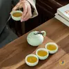 Juego de Té Kung Fu Portátil para Viaje con Tetera de Cerámica Xishi, Juego de Una Tetera y Dos Tazas o Cuatro Tazas, Regalo Creativo Personalizado