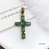Colar Pingente Cruz Zircônia Colorida Cobre Zircônia Joia Pingente Ins Clavícula Pingente Brincos Atacado Temporada de Primavera