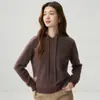 Sudadera de Cachemir para Mujer 2026 Otoño Invierno Nueva Elegante Casual Versátil Color Sólido Jersey con Capucha Tejido Caliente Suéter