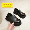 Mocassins de sola grossa femininos primavera e outono 2025 novos sapatos vintage salto grosso boken de camada única muffin sapatos de couro de estilo britânico de sola grossa