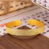 Loja de Ouro Joias Banhadas a Ouro Réplica, Pulseira Tradicional Martelada Imitação de Ouro, Nova Pulseira Aberta Lisa Sólida Estilo Chinês