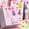 Pegatinas Maravillosas y Lindas de Vestir de Dibujos Animados, Juguetes Educativos de Niña Linda, Pegatinas Autoadhesivas Hechas a Mano para Cuaderno