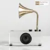 Alto-falante Grande Retro de Luxo Leve Máquina de Gravação Enfeites de Cristal Modelo de Casa Departamento de Vendas Sala de Estar Pousada Casa Decoração Suave Decoração de Casa