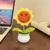 Planta de girasol tejida a mano en maceta, decoración del hogar, flores artificiales tejidas, ramo de ganchillo de lana, regalo, transfronterizo