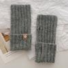 Otoño e Invierno Corea del Sur Guantes de Medio Dedo que Contienen Lana Color Sólido Tejidos Cálidos Guantes de Muñeca Guantes Táctiles para Estudiantes