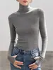 Camiseta interior suave de lana de cuello alto para mujer, top fino para otoño e invierno 2026, suéter de punto con cuello superpuesto, ligeramente transparente