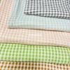Gaze Dupla de Algodão Crepe Fresco Pequeno Tecido para Roupas de Casa de Bebê, Vestuário Infantil e Pijamas com Estampa de Xadrez Vento