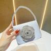 Bolsa Quadrada Pequena de Cetim de Seda Estilo Francês com Design Floral, Mini Porta-Moedas/Chaves para Batom, Bolsa Transversal, Cetim de Seda