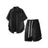2026 Nuevo Estilo de Verano para Hombre Holgado Fino de Lino Sintético Traje de Camisa Talla Grande Moda Casual Deportiva Traje de Dos Piezas
