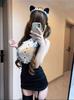 Traje Sexy de Gatinha de Renda Macacão Saia Curta Tentação de Empregada Desejo Puro Saia de Quadril Uniforme