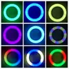 Mj26 Luz de Relleno RGB para Transmisión en Vivo, Fotografía y Grabación, 10 pulgadas / 8 pulgadas / 18 pulgadas, Aro de Luz para Fotografía y Grabación de Video en Interiores