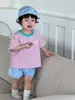 Camiseta Infantil Listrada de Manga Curta e Shorts Jeans, Roupas de Bebê Finas de Verão, Conjuntos para Meninos, Atacado do Fabricante Personalização