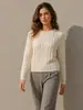 Suéter clásico de cachemira tejido en punto de ochos para otoño e invierno, de manga larga, cuello redondo, jersey, capa interior para mujer, suéter de cachemira para mujer