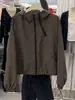Chamarra Corta con Capucha Estilo Coreano Doble Cierre para Mujer Otoño 2026 Holgada Casual Dobladillo con Cordón Chaqueta Cargo Top