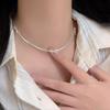 Cadena Clavícula Gargantilla Doble Capa Cadena de Perlas Collar Colgante Simple para Mujer Diseño de Joyería de Nicho Accesorio de Cuello