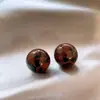 Brincos Geométricos Estilo Maillard Retrô com Estampa de Leopardo, Brincos Elegantes com Gotejamento de Óleo para Outono e Inverno, Brincos Únicos de Alto Padrão para Mulheres