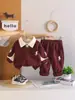 Conjunto de Primavera y Otoño para Niños: Conjunto de Dos Piezas de Camisa Polo de Manga Larga de Algodón, Pantalones Casuales con Estilo para Niños, Ropa de Moda Trendy para Niños