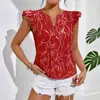 Nova Camisa Estampada de Manga Curta com Decote em V Estilo Europeu e Americano para o Dia a Dia