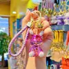 Pingente de chaveiro criativo de coelho urso banhado a diamante pingente de chaveiro de moda coelho menina gradiente bolsa