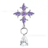 Exclusivamente para Vendas Transfronteiriças, Joia para Piercing em Liga de Titânio F136 com Design de Flor Espinhosa e Brinco com Pingente de Zircônia Gota d'Água