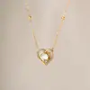 Collar de Acero Inoxidable con Forma de Corazón y Circonita Estilo Ins Transfronterizo con Luz de Diamante Lujo Ligero Diseño Exquisito de Nicho Cadena para Clavícula que No se Desvanece
